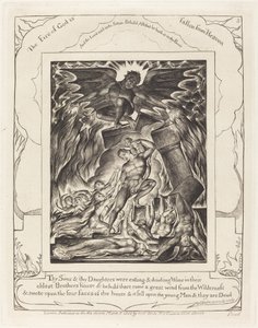 Jób fiainak elpusztítása, 1825. alkotó: William Blake
