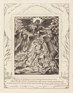 Jób fiainak elpusztítása, 1825. alkotó: William Blake