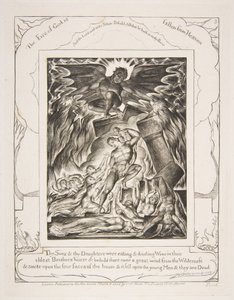 The Destruction of Jobs Sons, Illusztrációk a Jób könyvéből, 1825-26. alkotó: William Blake