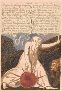 Urizen első könyve, 20. tábla, "Az élet elhagyott hegyeiről..." (Bentley 23) alkotó: William Blake