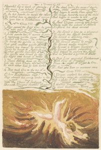 Urizen első könyve, 19. tábla, „Kinyújtva az örökkévalóság művére…” alkotó: William Blake