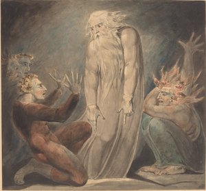 Sámuel szelleme megjelenik Saulnak alkotó: William Blake