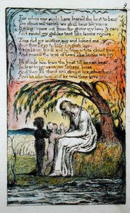 „The Little Black Boy” 9. lemez (Bentley 10) a „Songs of Innocence and of Experience”-ből (Bentley Copy L) 1789-94 (magas metszet tollal és akvarellel) alkotó: William Blake