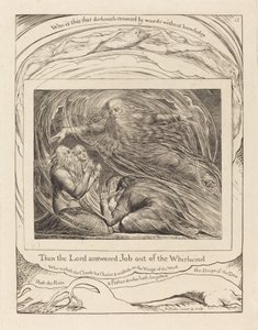 Az Úr válaszol Jóbnak a forgószélből, 1825. alkotó: William Blake