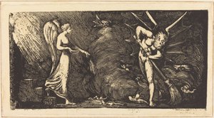 A tolmácsszalont seprő ember alkotó: William Blake