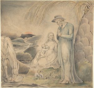 Pihenés az Egyiptomba menekülés közben (A Szent Család pihenése Egyiptomban) alkotó: William Blake