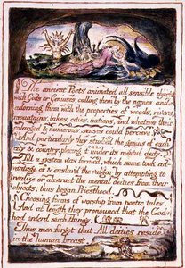 "Az ókori költők...", illusztráció és szöveg a Menny és Pokol házasságából, 1790–1793 körül (domborműves tollal és akvarellel befejezve) alkotó: William Blake