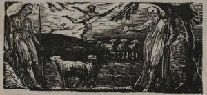 Thenot Remonstrates Colinet-vel, Lightfoot a háttérben, a The Pastorals of Vergiliusból alkotó: William Blake
