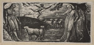 Thenot Remonstrates Colinet-vel, Lightfoot a háttérben, a Thorntons Pastorals o...-ból, 1821. alkotó: William Blake