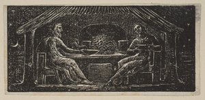 Thenot és Colinet megeszik az esti vacsorát, a Thorntons Pastorals of Vergilből, 1821. alkotó: William Blake
