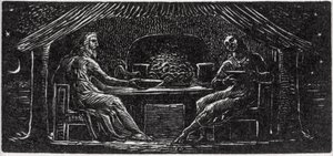 Thenot és Colinet együtt vacsorázik, illusztráció Dr. Thornton „The Pastorals of Vergil” című művéből alkotó: William Blake