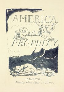 Címlap az 1790-es évek közepéről: „Amerika, egy prófécia”. alkotó: William Blake