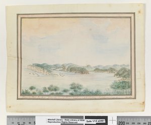 Opp. p. 123. Kilátás Port Jacksonban a South Head felől, amely Sydney felé vezet; Az utánpótlás behajózása.