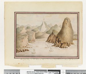 Opp. p. 38. „Megerősített öböl a nyugati oldalon, a brazil Rio Janeiro-part bejáratánál”, 1802 körül (akvarell)