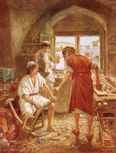 Krisztus Józseffel asztalosként dolgozik alkotó: William Brassey Hole