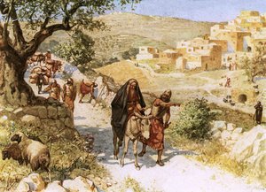 A Jeruzsálemből menekülő Dávidot Simei megátkozza alkotó: William Brassey Hole