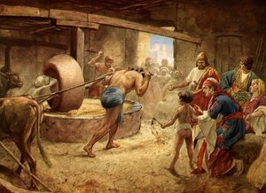 Sámson a gázai börtönben őrlődik - Biblia alkotó: William Brassey Hole