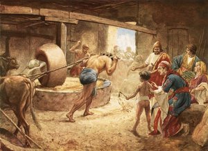 Sámson őröl a börtönben Gázában alkotó: William Brassey Hole