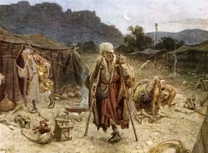 A négy leprás kifosztja a szírek táborát. - Biblia alkotó: William Brassey Hole