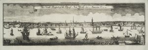 New York város déli kilátása, Észak-Amerikában, 1761 alkotó: William Burgis