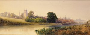 Nyári este az Avonon Eveshamban, 1870-80 körül (ceruza és akvarell) alkotó: William Callow