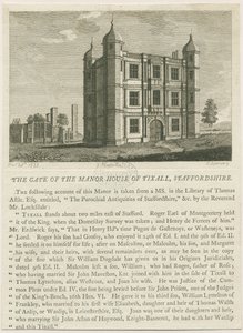 Tixall Hall – Gatehouse: metszet, nd [c 1813] (nyomtatás)