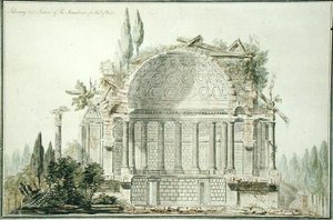 A walesi herceg (1738-1820) romos mauzóleumának terve 1752 (toll, tinta és akvarell, papír)