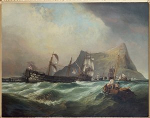 Neptunusz, a győzelem bevontatása a gibraltári kikötőbe a trafalgari csata után alkotó: Clarkson Frederick Stanfield