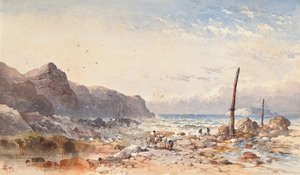 Egy szellős nap halászokkal a tengerparton, 1874 alkotó: William Cook of Plymouth