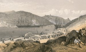 Balaklava, a rakpartok és a hajózás állapota, 1855 májusában alkotó: William Crimea Simpson
