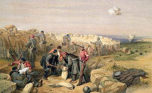 Russian Rifle Pit (ma brit), lemez a „The Seat of War in the East” című filmből, kiadó: Colnaghi and Co., 1856 alkotó: William Crimea Simpson