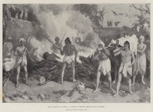 A pestis Indiában, az áldozatok hindu égőhelye alkotó: William Crimea Simpson