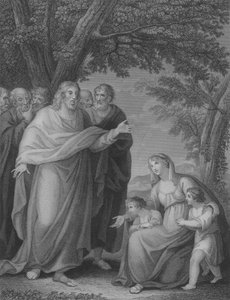 Krisztus és Zebedeus gyermekei, Szent Máté 20, 20-29. vers (metszet) alkotó: William Cuming