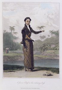 Egy jávai főnök rendes ruhájában, pl. 4 a „The History of Java” I. kötetéből, Thomas Stamford Bingley Raffles (1781-1826) pub. 1817 (színes akvatinta)