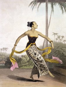 Egy Ronggeng vagy Táncoló lány, 21. lemez a Vol. Thomas Stamford Raffles (1781-1826) „The History of Java” I. könyve, pub. 1817 (akvatinta)