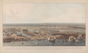 A rotherhithe-i kereskedelmi dokkok látképe alkotó: William Daniell