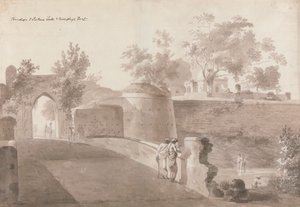 A híd és a Patna-kapu és a Monghyr erőd alkotó: William Daniell