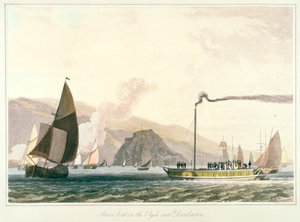 Gőzhajó a Clyde-on Dumbarton közelében, 1814 alkotó: William Daniell