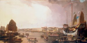 Az európai gyárak Kantonban, Kínában alkotó: William Daniell