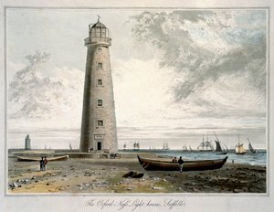 "The Orford Ness Lighthouses, Suffolk", 1822 alkotó: William Daniell