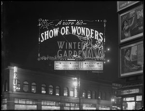 Világító tábla a Winter Garden Theatre „Show of Wonders” című műsorában, New York City, 1917. január 6. alkotó: William Davis Hassler