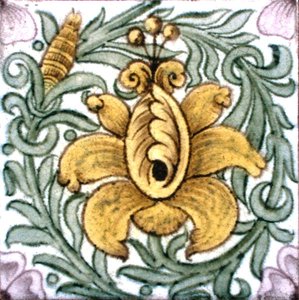 Csempe virágmintával (kerámia) alkotó: William de Morgan