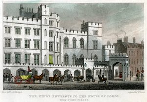A Kings bejárata a Lordok Házába, Westminster palotája, London, 1829.