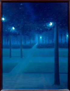 Éjszaka a Parc Royal de Bruxelles-ben. William Degouves de Nuncques (1867-1935) pasztellfestménye (ec.belg) 1897 V. 0,65x0,5 m Párizs, Muse d
