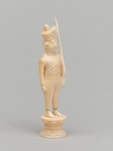 Fehér gyalog, sakkfigura, India, 1820 körül