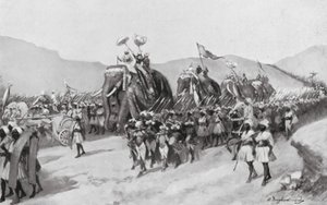 Vikramaditya Gupta háborúba indul, Kr. u. 395 (litó) alkotó: William Douglas Almond