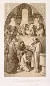 Ethelbert kenti király (kb. 552-616) megkeresztelkedése Szent Ágoston által Canterburyben 597-ben, az „Az angol és skót történelem illusztrációi” I. kötetből