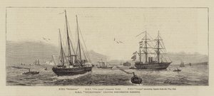 A HMS Enchantress elhagyja Portsmouth kikötőjét alkotó: William Edward Atkins