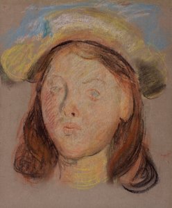 Egy lány feje (faszén és pasztell papíron) alkotó: William Edward Stott
