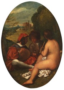 Lelkipásztori koncert, Tizian után (táblára fektetve olaj, vászon) alkotó: William Etty